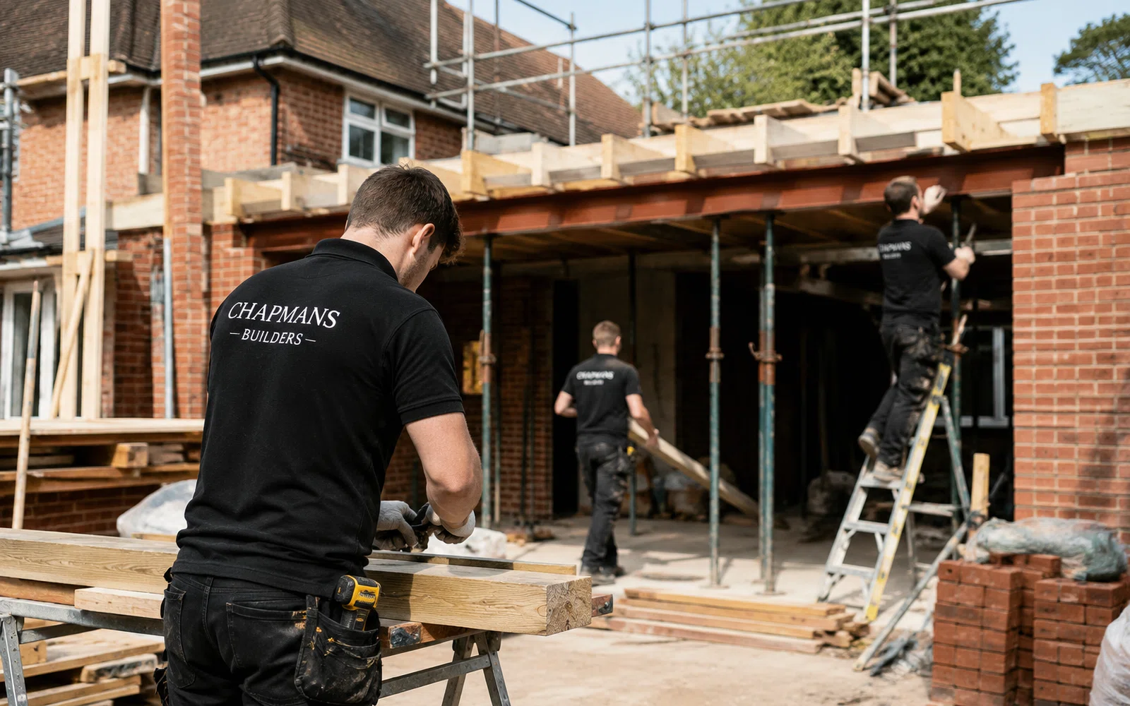 Chapmans Builders team working on a residential building project in Romsey Hampshire