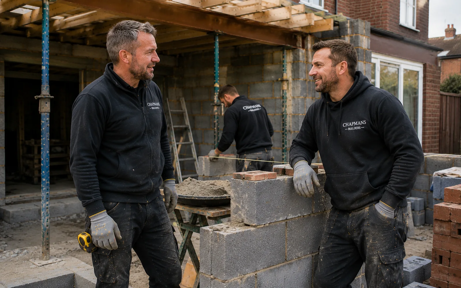 Chapmans Builders team constructing a residential extension in Winchester Hampshire