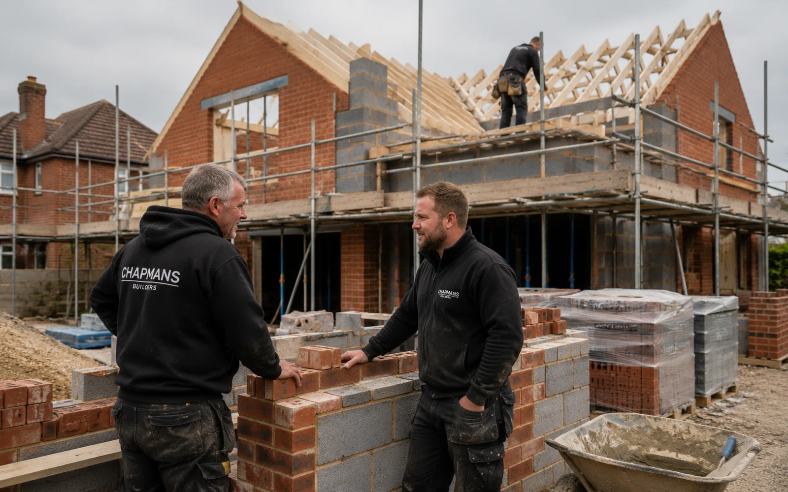 Chapmans Builders Team managing a new build home construction project in Hampshire