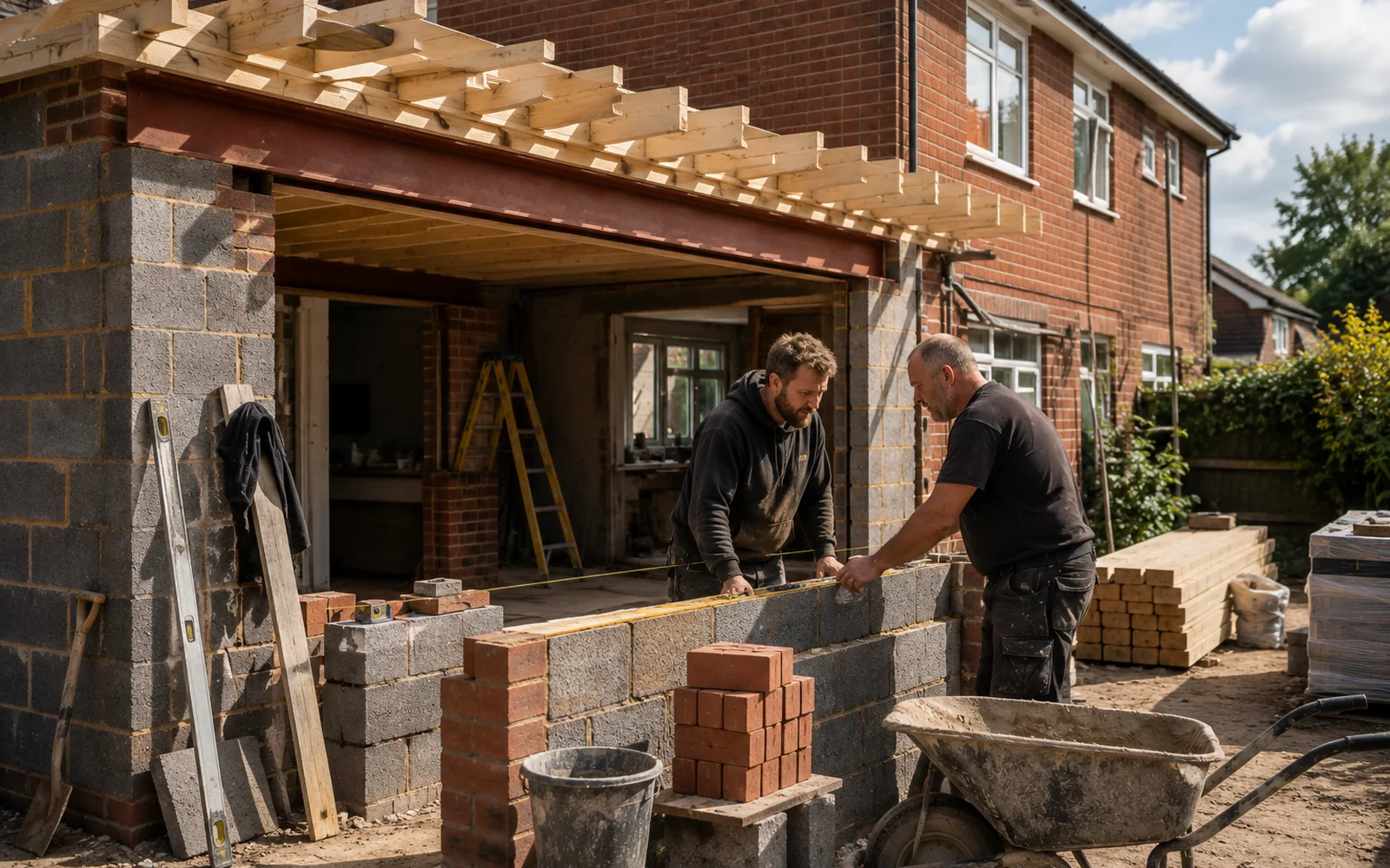 Chapmans Builders team constructing a home extension in Romsey Hampshire
