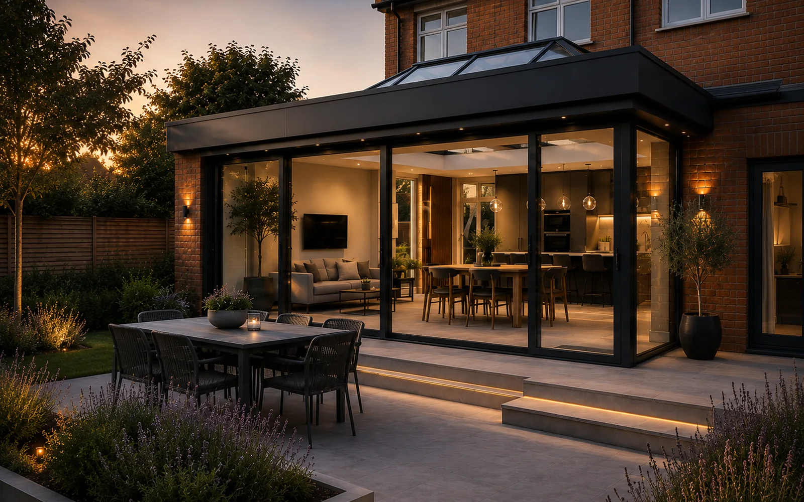 Contemporary rear extension project completed by Chapmans Builders in Romsey